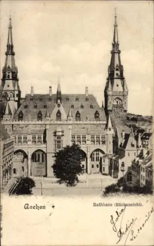 Ak Aachen,  Rathaus, Rückansicht