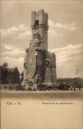 Ak Köln am Rhein, Bismarcksäule am  Oberländerufer