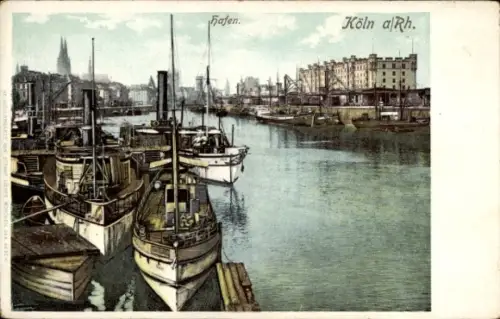 Ak Dampfer Deutscher Kaiser, Köln Düsseldorfer Rhein Dampfschifffahrt, Hafen, Köln a Rh., Boote, 