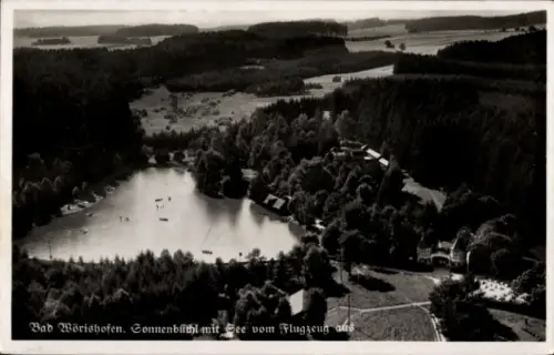 Ak Bad Wörishofen im Unterallgäu,  See vom Flugzeug, Landschaft, Bäume, Wasser