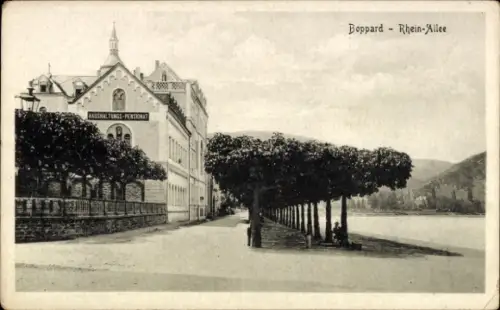 Ak Boppard am Rhein, Haushaltungs-Pensionat,  Rhein-Allee, Bäume, Fluss