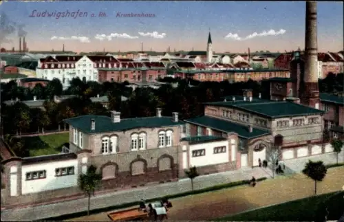 Ak Ludwigshafen am Rhein, Ludwigshafen a. Rh., Krankenhaus, Stadtansicht, 