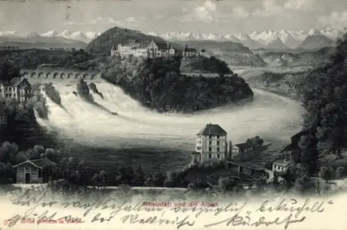 Ak Rheinfall Kanton Schaffhausen, Rheinfall, Alpen, Wasserfall, Landschaft, 