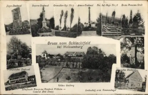 Ak Wissembourg Weißenburg Elsass Bas Rhin, Schlachtfeld, Jäger-Denkmal