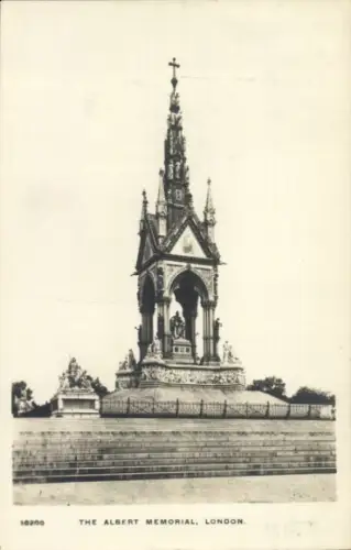 Ak Kensington London England, Albert Memorial, Statue, Queen Victoria, berühmte Persönlichkeiten