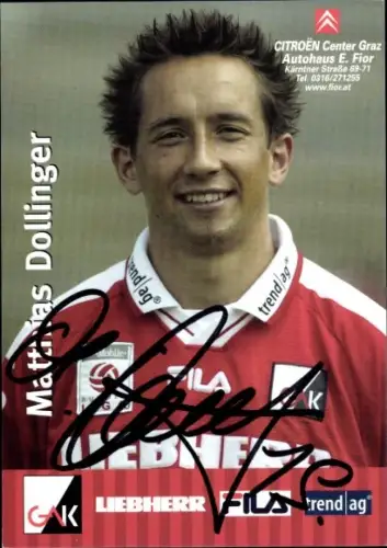 Autogrammkarte Fußballer Matthias Dollinger, Grazer AK, Autogramm
