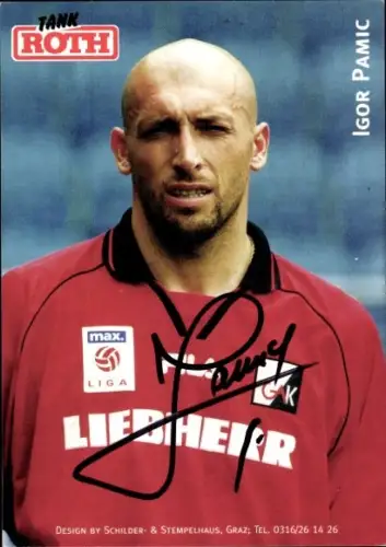 Autogrammkarte Fußballer Igor Pamic, Grazer AK, Autogramm