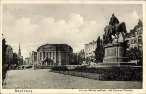 Ak Magdeburg an der Elbe, Kaiser-Wilhelm-Platz, Zentral-Theater