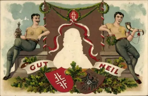 Präge Ak Gut Heil, Turnfest, Turnvater Jahn, Turner