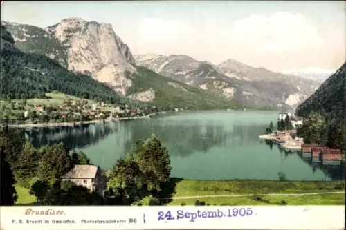 Ak Grundlsee Steiermark,  Berge, Wasser,  von 1905