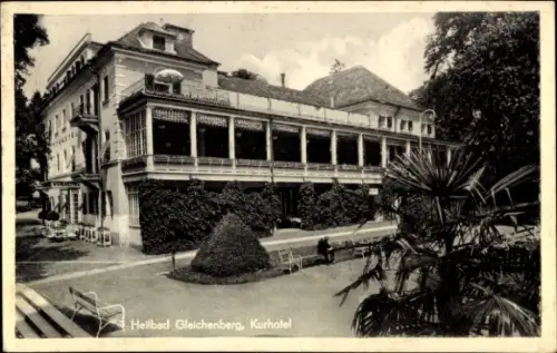 Ak Bad Gleichenberg Steiermark, Hellbad  Kurhotel, Gartenanlage, Veranda, Bäume