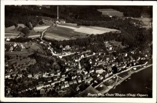 Ak Stadt Wehlen an der Elbe Sächsische Schweiz, Luftaufnahme