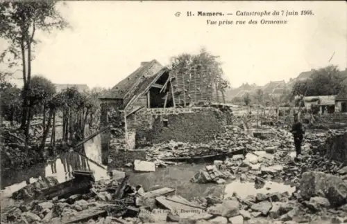 Ak Mamers Sarthe, Catastrophe du 7 Juin 1904, Vue prise rue des Ormeaux
