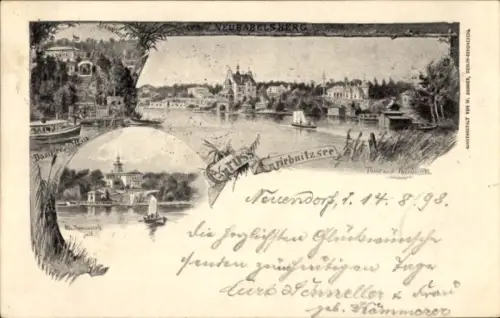 Künstler Ak Klein Glienicke Neubabelsberg Potsdam, Griebnitzsee, Dampfer, Bahnhof