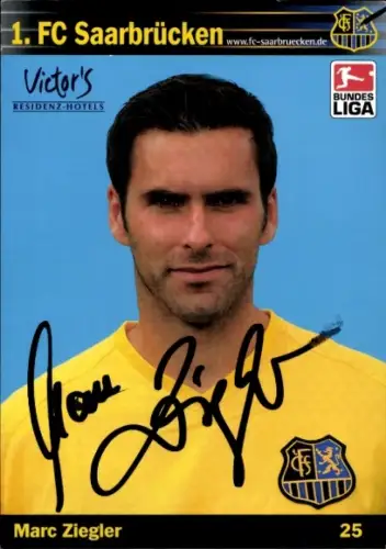 Autogrammkarte Fußballer Marc Ziegler, 1. FC Saarbrücken, Autogramm