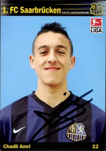 Autogrammkarte Fußballer Cahdli Amri, 1. FC Saarbrücken, Autogramm