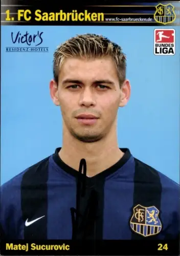 Autogrammkarte Fußballer Matej Sucurovic, 1. FC Saarbrücken, Autogramm