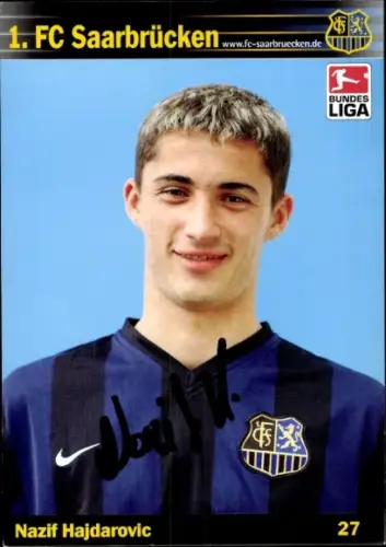 Autogrammkarte Fußballer Nazif Hajdarovic, 1. FC Saarbrücken, Autogramm