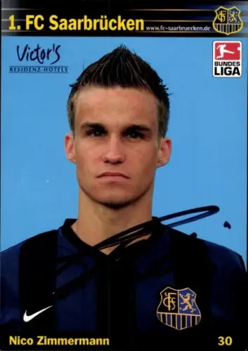 Autogrammkarte Fußballer Nico Zimmermann, 1. FC Saarbrücken, Autogramm