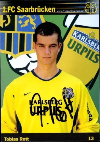 Autogrammkarte Fußballer Tobias Rott, 1. FC Saarbrücken, Autogramm