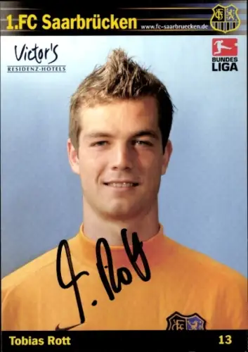 Autogrammkarte Fußballer Tobias Rott, 1. FC Saarbrücken, Autogramm