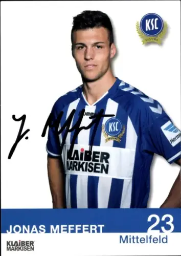 Autogrammkarte Fußballer Jonas Meffert, Karlsruher SC, Autogramm