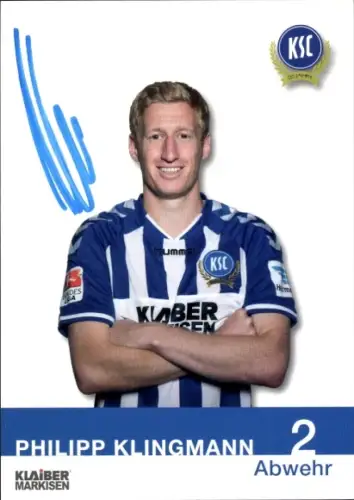 Autogrammkarte Fußballer Philipp Klingmann, Karlsruher SC, Autogramm