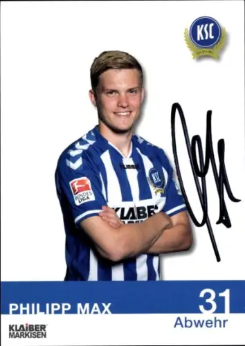 Autogrammkarte Fußballer Philipp Max, Karlsruher SC, Autogramm