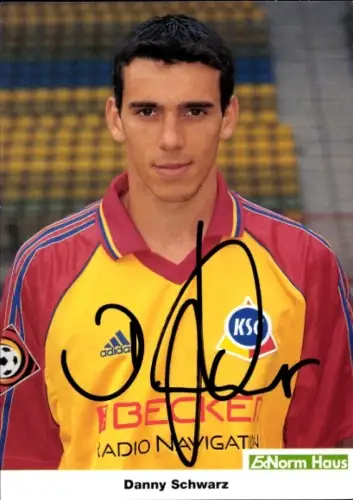 Autogrammkarte Fußballer Danny Schwarz, Karlsruher SC, Autogramm