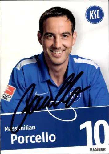 Autogrammkarte Fußballer Massililian Porcello, Karlsruher SC, Autogramm