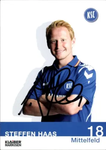 Autogrammkarte Fußballer Steffen Haas, Karlsruher SC, Autogramm