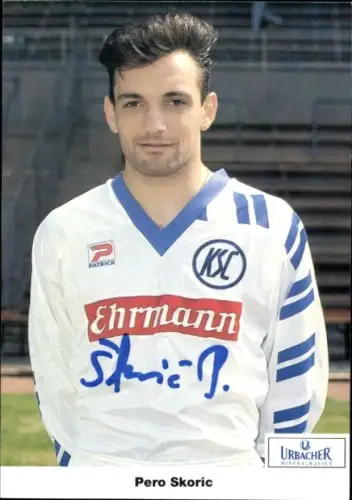 Autogrammkarte Fußballer Pero Skoric, Karlsruher SC, Autogramm
