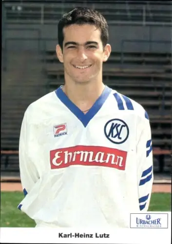Autogrammkarte Fußballer Karl Heinz Lutz, Karlsruher SC, Autogramm
