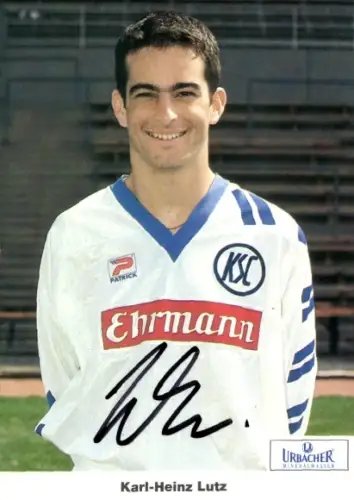 Autogrammkarte Fußballer Karl Heinz Lutz, Karlsruher SC, Autogramm