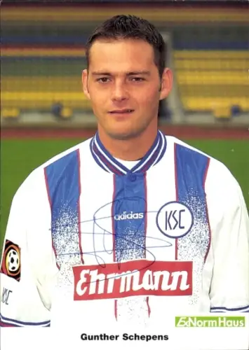 Autogrammkarte Fußballer Gunther Schepens, Karlsruher SC, Autogramm
