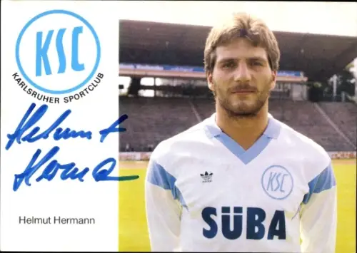 Autogrammkarte Fußballer Helmut Hermann, Karlsruher SC, Autogramm