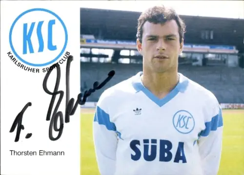 Autogrammkarte Fußballer Thorsten Ehmann, Karlsruher SC, Autogramm
