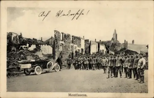 Ak Montfaucon Doubs, Ruinen, Soldaten