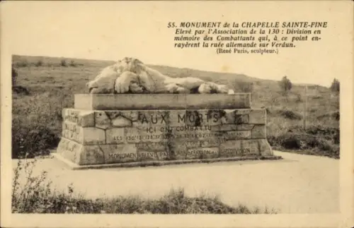 Ak Fleury devant Douaumont Meuse, Monument de la Chapelle Sainte-Fine