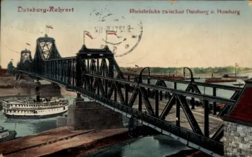 Ak Homberg Ruhrort Duisburg im Ruhrgebiet, Rheinbrücke