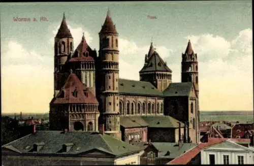 Ak Worms am Rhein, Worms a. Rh., Dom,  Architektur, farbige 