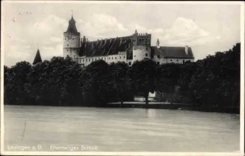 Ak Lauingen an der Donau Schwäbische Alb, Lauingen a. D., ehemaliges Schloss, Wasseransicht