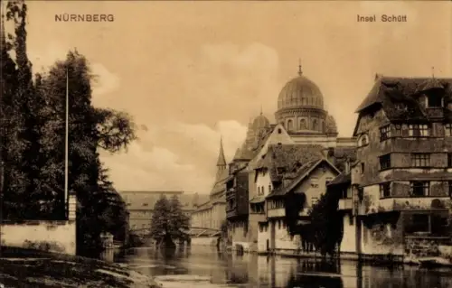 Ak Nürnberg, Insel Schütt, Kuppel der Synagoge