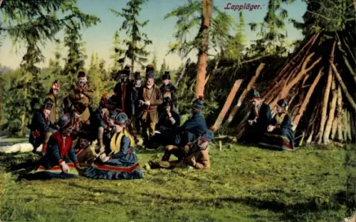 Ak Lappläger, Volkstracht