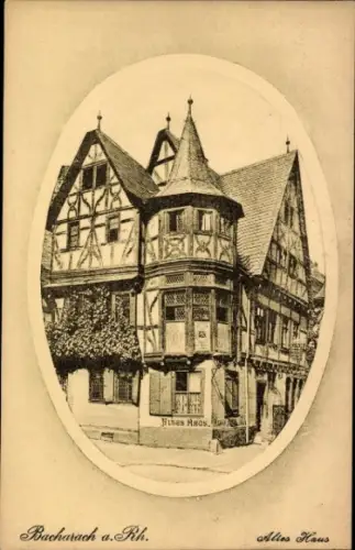 Ak Bacharach am Rhein, Fachwerkhaus, Aufschrift 'Fuses Haas', Ort: Bacharach a.Rh.