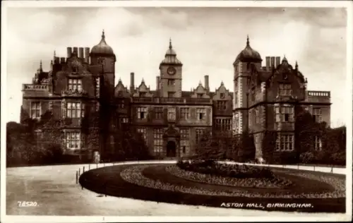 Ak Birmingham West Midlands England, Aston Hall,   Architektur, schwarz-weiß