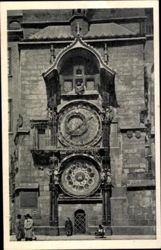 Ak Praha Prag Tschechien, Altstädter Rathaus-Uhr,   Uhr, Touristenattraktion