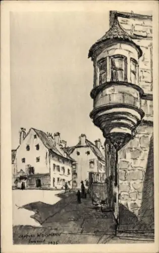 Ak Luxeuil les Bains Haute Saône, Zeichnung eines Gebäudes, Echauguette,  1925