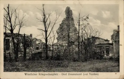 Ak Donaumont Meuse, Westlicher Kriegsschauplatz, Blick auf Ruinen