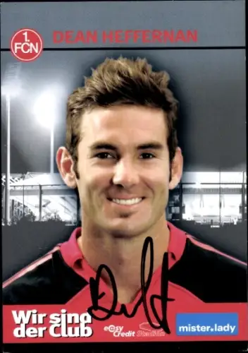 Autogrammkarte Fußballer Dean Heffernan, 1. FC Nürnberg, Autogramm